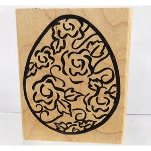 Vintage 2001 Denami Design Roses Easter Egg Rubber Stamp New